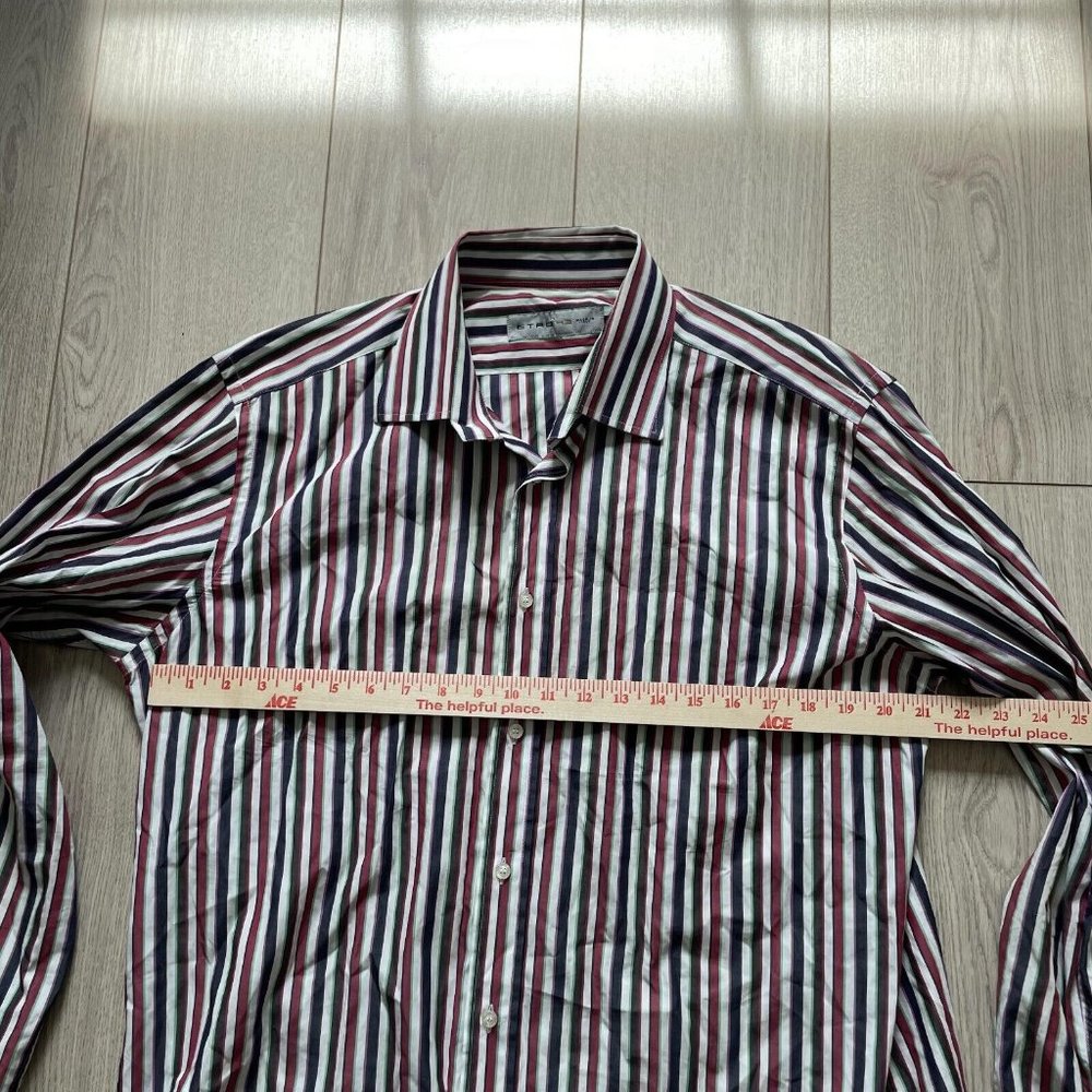 Etro Button-Up Shirt Men's Size 43 Multicolor Long Sleeves Collared Striped - Picture 3 of 7